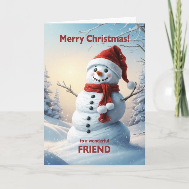Tarjeta Festiva Navidades Friend Snowman (Anverso)