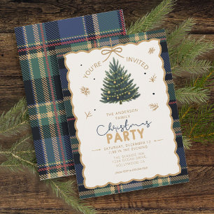 Tarjeta Festiva Navidades fronterizos de Tartán Fiesta Blue ID1141