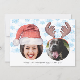 Tarjeta Festiva Navidades Fun Photo Santa Reindeer personalizado