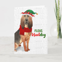 Tarjeta Festiva Navidades Funny Bloodhound Fleas NaviDOG