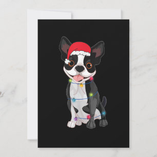 Tarjeta Festiva Navidades Funny Boston Terrier Lover Santa Hat Lig