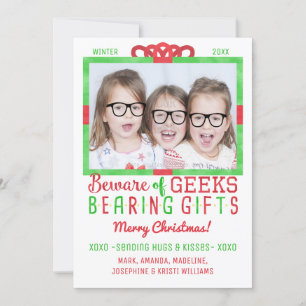 Tarjeta Festiva Navidades Funny Geeks   Foto de vacaciones familia