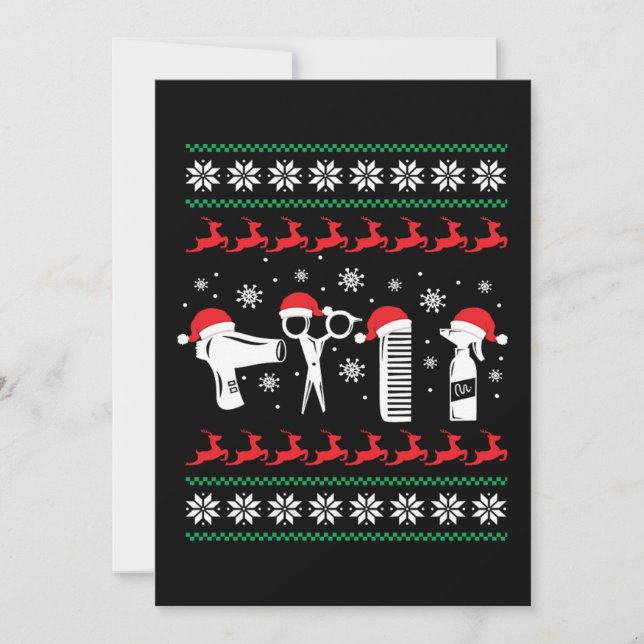 Tarjeta Festiva Navidades Funny Hairdresser Xmas Holiday Gift (Anverso)