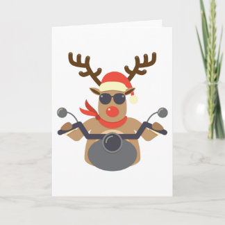 Tarjeta Festiva Navidades Funny Rudolf Biker Motorcycle