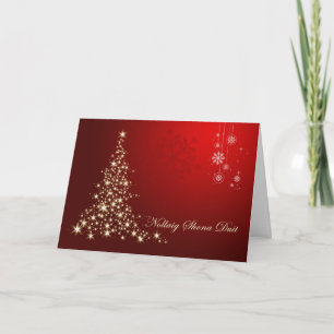 Tarjeta Festiva Navidades gaélicos irlandeses, árbol brillante roj