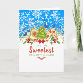 Tarjeta Festiva Navidades galletas copas de nieve panadería de vac