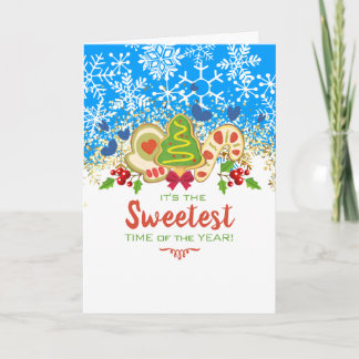 Tarjeta Festiva Navidades galletas copas de nieve panadería de vac
