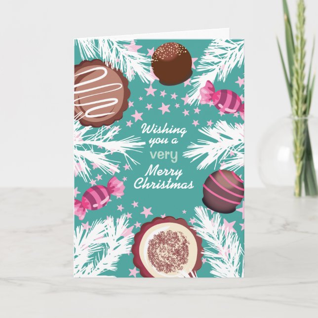 Tarjeta Festiva Navidades galletas de chocolate dulce de vacacione (Anverso)