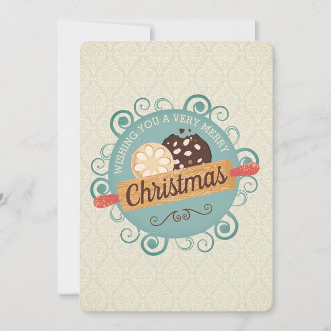 Tarjeta Festiva Navidades galletas horneando vacaciones personaliz (Anverso)