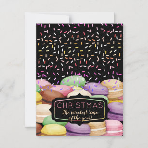 Tarjeta Festiva Navidades galletitas macaroon rociadas a
