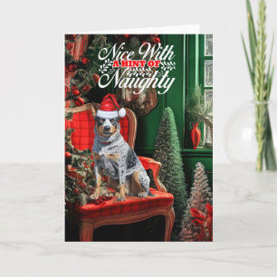 Tarjeta Festiva Navidades Ganado Perro travieso o Niza
