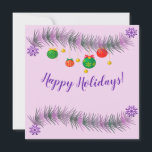 Tarjeta Festiva Navidades garland con bolas de decoración colorida<br><div class="desc">Navidades cultivan con coloridas bolas de decoración para las próximas vacaciones. Añade tu mensaje personal en la parte de atrás o déjalo en blanco y escribe tu mensaje a mano en persona.</div>
