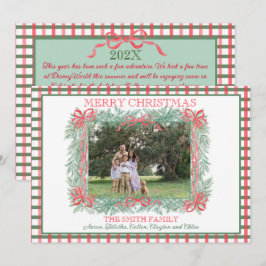 Tarjeta Festiva Navidades Garland Red Ribbon Green Gingham