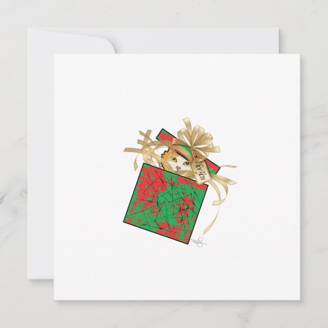 Tarjeta Festiva Navidades gatos naranjas regalo Surprize (Anverso)