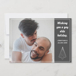 Tarjeta Festiva Navidades Gay Olde Vacaciones LGBTQ Chalkboard