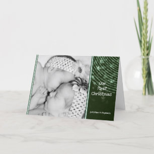 Tarjeta Festiva Navidades gemelos bebé foto doblada su nombre
