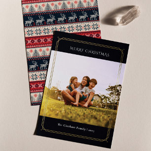 Tarjeta Festiva Navidades geométricos de fotografía familiar