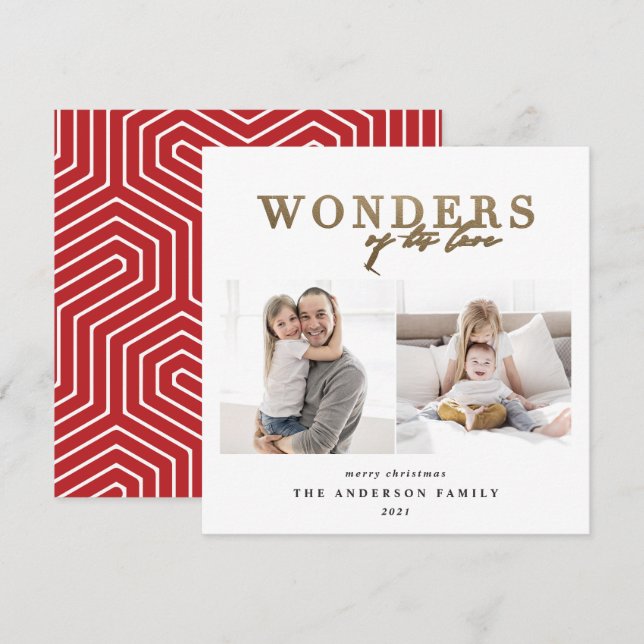 Tarjeta Festiva Navidades geométricos de oro religioso moderno 2 (Anverso / Reverso)