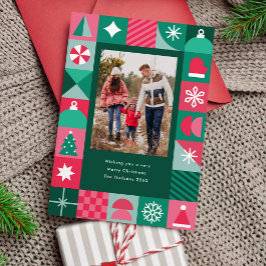 Tarjeta Festiva Navidades geométricos modernos foto de iconos