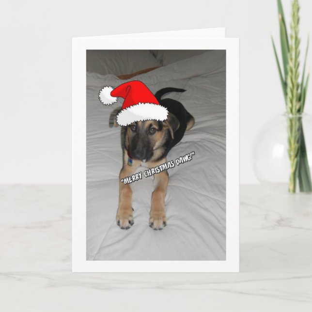 Tarjeta Festiva Navidades German Shepherd (Anverso)