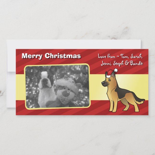 Tarjeta Festiva Navidades German Shepherd (Anverso)