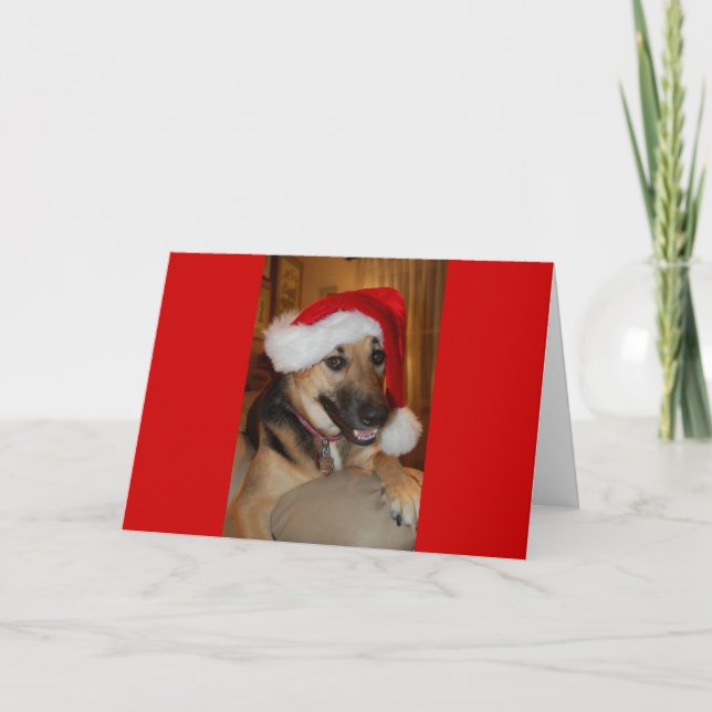 Tarjeta Festiva Navidades German Shepherd (Anverso)