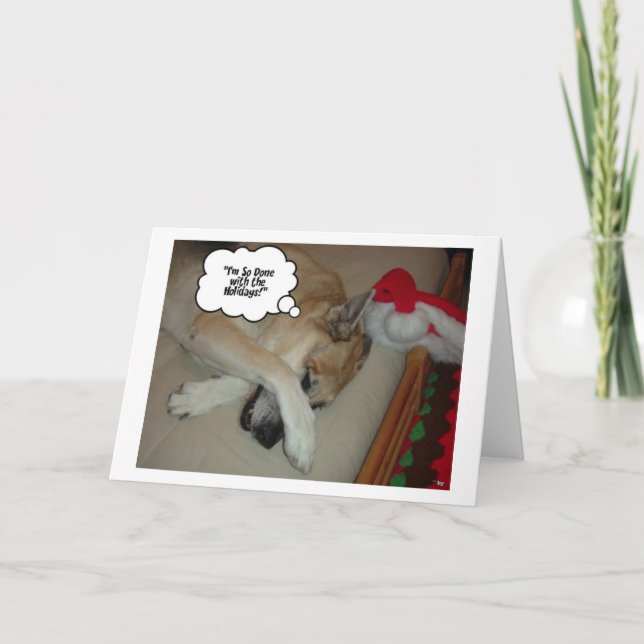 Tarjeta Festiva Navidades German Shepherd (Anverso)