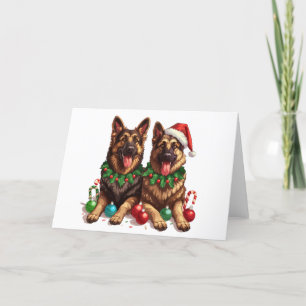 Tarjeta Festiva Navidades German Shepherd Dogs
