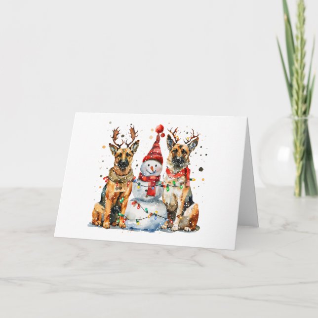 Tarjeta Festiva Navidades German Shepherd Dogs (Anverso)
