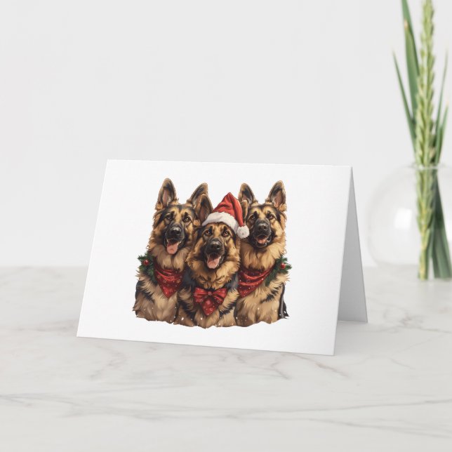 Tarjeta Festiva Navidades German Shepherd Dogs (Anverso)
