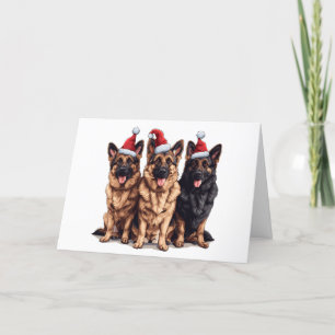 Tarjeta Festiva Navidades German Shepherd Santa Dogs