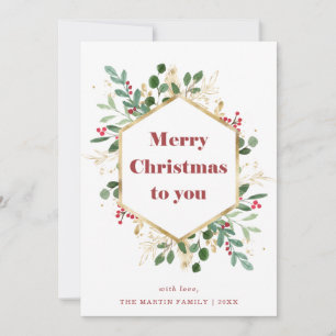 Tarjeta Festiva Navidades Gilded Greenery   Foto devuelta