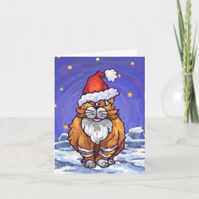 Tarjeta Festiva Navidades Ginger Cat (Anverso)
