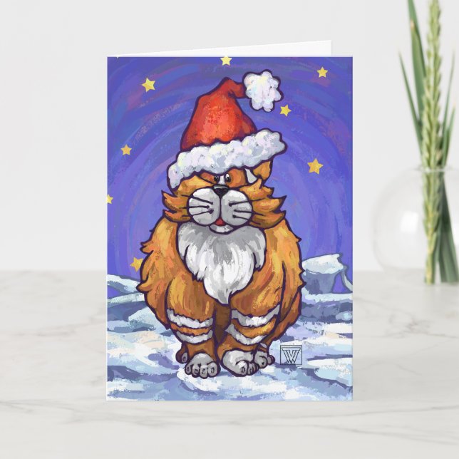 Tarjeta Festiva Navidades Ginger Cat (Anverso)