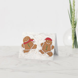 Tarjeta Festiva Navidades Gingerbread ángeles de nieve del hombre