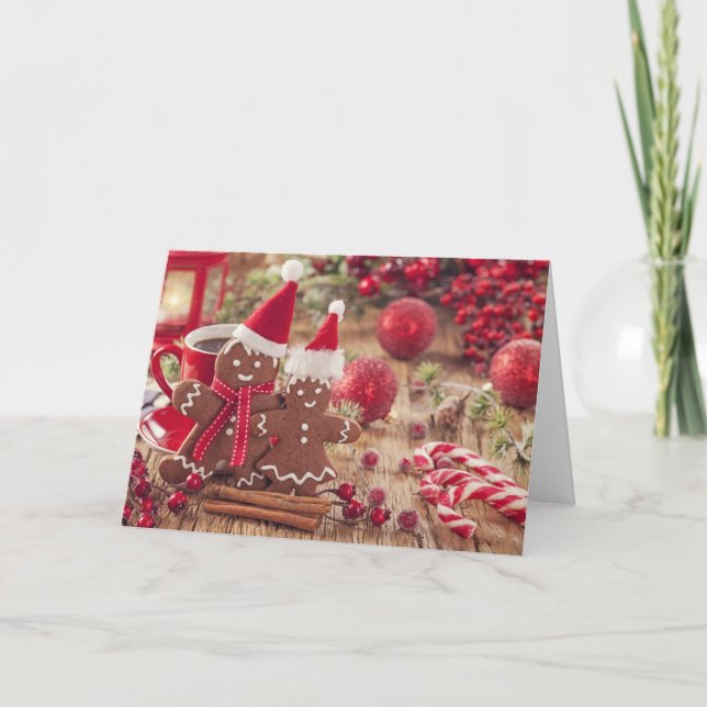 Tarjeta Festiva Navidades Gingerbread Man Y Hot Bebe (Anverso)