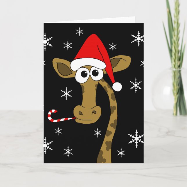 Tarjeta Festiva Navidades giraffe (Anverso)