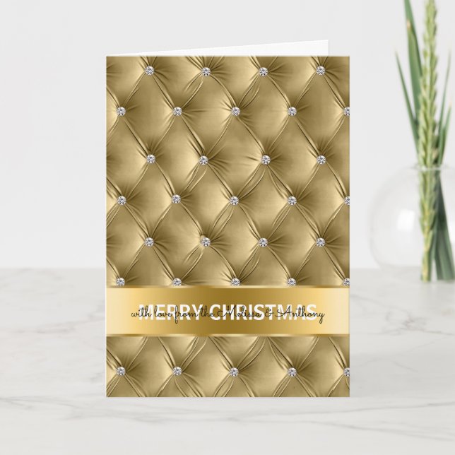 Tarjeta Festiva Navidades Glam Faux Velvet Gold (Anverso)