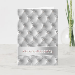 Tarjeta Festiva Navidades Glam Faux Velvet Gray Silver