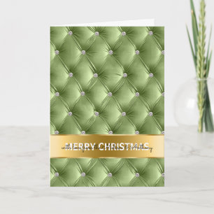 Tarjeta Festiva Navidades Glam Faux Velvet Sage Green Gold