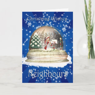 Tarjeta Festiva Navidades Globe de la Nieve con pequeño elfo y buz