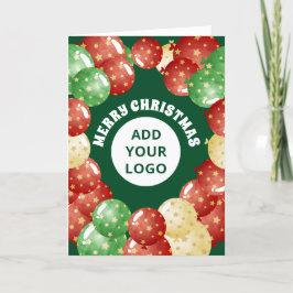 Tarjeta Festiva Navidades Globos Personalizado Logo de negocios Ve