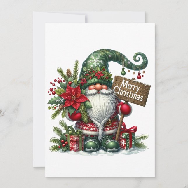 Tarjeta Festiva Navidades Gnome (Anverso)