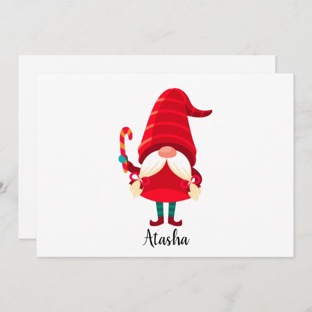 Tarjeta Festiva Navidades Gnome Llevando Un Cañón De Velas (Anverso / Reverso)