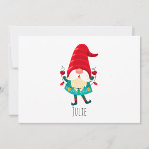 Tarjeta Festiva Navidades Gnome portando Navidades Luces
