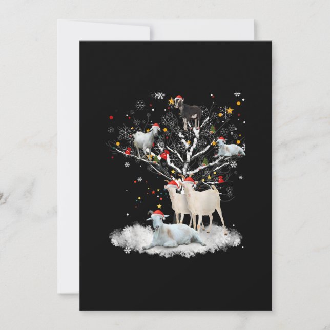 Tarjeta Festiva Navidades Goat On Tree Funny Santa Goat Lover Rega (Anverso)