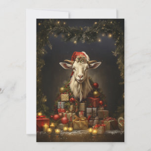 Tarjeta Festiva Navidades Goat Santa Claus