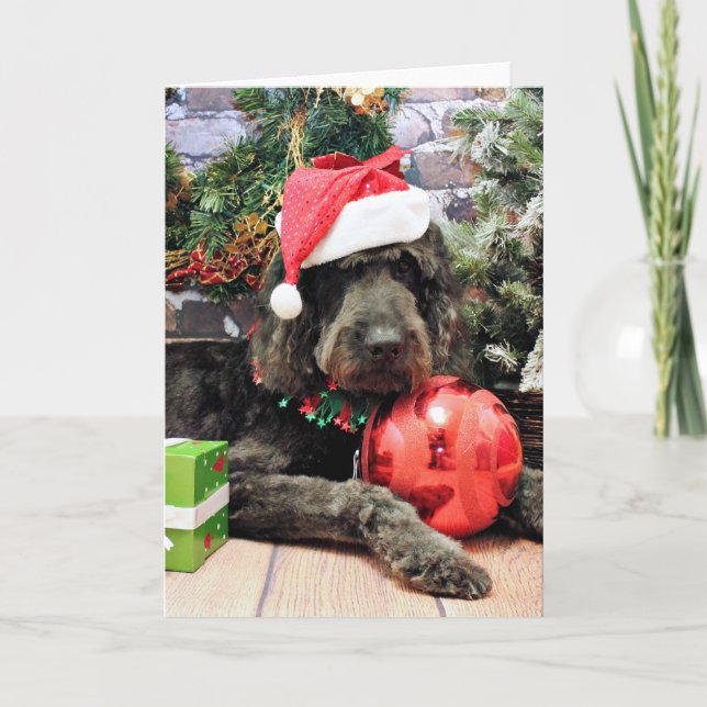 Tarjeta Festiva Navidades - Golden Doodle - Buddy (Anverso)