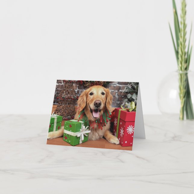 Tarjeta Festiva Navidades - Golden Retriever - Sidney (Anverso)