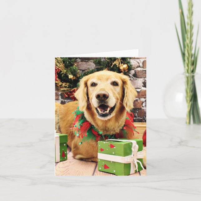 Tarjeta Festiva Navidades - Golden Retriever - Stryder (Anverso)